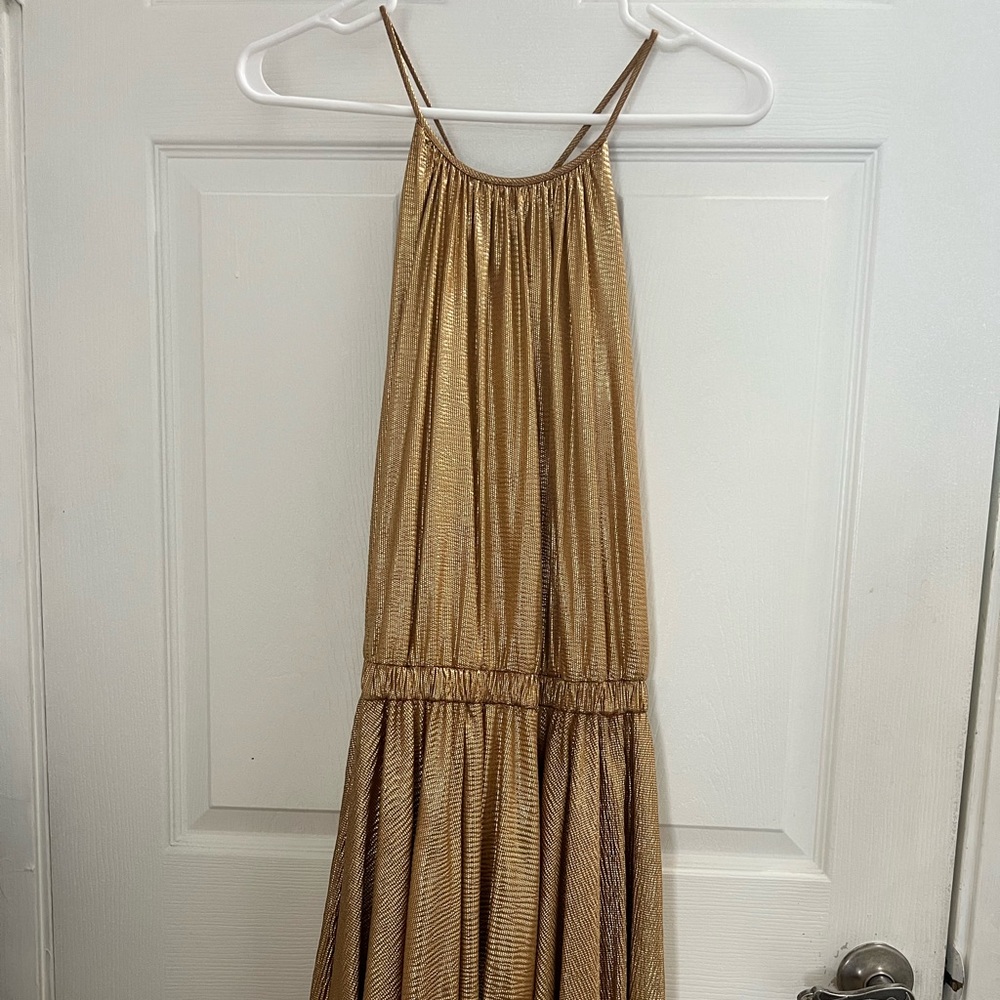 halston heritage dress gold | Dresses | Halston Heritage Metallic Halter Ebay